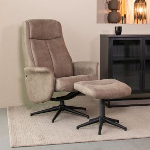 Fauteuil Bergen + Ottoman 77x76x105 Cm Taupe Micro Suede Perspectief360